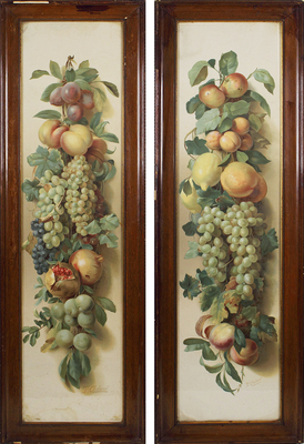 Челацци Тито. Лот из двух натюрмортов с фруктами и акантом 